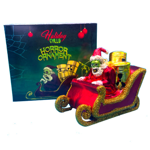 'Corpse Kringle' Zombie Santa Claus Christmas Ornament Glass Sleigh Tree Decorations by Holiday Chills